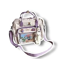 Kawaii Lightweight Waterproof Aesthetic Convertible Backpack/Crossbody Bag with Cute Accessories (C-White)