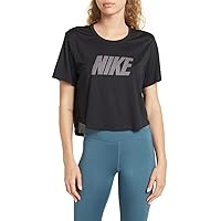 Nike Activewear Cropped Hemline Short Tee Shirt for Women Black