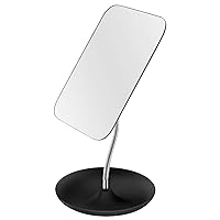 Table Vanity Mirror with Stand - Makeup Mirror for Desk - Adjustable Flexible Gooseneck, 360°Rotation Folding Portable Bathroom Shaving Cosmetic Mirror Square