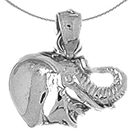 Silver Elephant Necklace | Rhodium-plated 925 Silver Elephant Pendant with 18