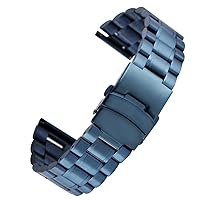 Premium Stainless Steel Watch Band Strap, Replacement Metal Band for Men Women 18mm 20mm 22mm Blue