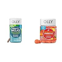 OLLY Mighty Mojo, Tongkat Ali, Resveratrol & Pine Bark, Testosterone with Antioxidant Support & Probiotic + Prebiotic Gummy, Digestive Support and Gut Health, 500 Million CFUs, Fiber