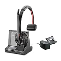 Plantronics - Savi 8210 Office Wireless DECT Headset (Poly) - Single Ear (Mono) - Compatible to Connect to PC/Mac or to Cell Phone via Bluetooth - Works with Teams (Certified), Zoom