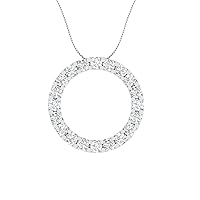 2 CT Round Cut Diamond Circle Fashion Pendant Necklace 14k White Gold Over