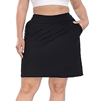 HDE Womens Plus Size Athletic Skort Golf Tennis Skirt with Bike Shorts & Pockets, Black, 18 Plus