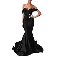 Women's Off The Shoulder Mermaid Evening Dresses Long Spandex Formal Party Gown