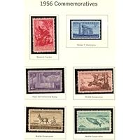 Own a Piece of History! Six Pages of Commemorative Stamps, Mint Never Hinged, from 1956, 1957, 1958: Ben Franklin, Booker T. Washington, Wildlife, Abe Lincoln, More