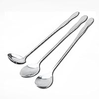SellerWay Long Handle Spoon, 12-inch Stainless Steel Iced Teaspoon for Mixing,Tea,Milkshake,Coffee,3 Different Shape