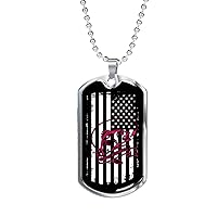 Express Your Love Gifts Fishing Flag Necklace Engravable 18k Gold Plated Dog Tag 24