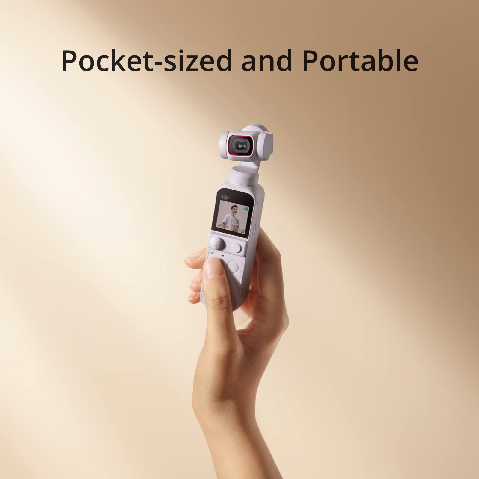 DJI Pocket 2 Exclusive Combo (Sunset White) - Pocket-Sized Vlogging Camera, 3-Axis Motorized Gimbal, 4K Video Recorder, 64MP Photo, ActiveTrack 3.0, YouTube TikTok Video, for Android and iPhone