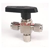Fit for 10mm O/D Tube 304 Stainless Steel Tee 3 Ways Compression Fitting Shut Off Ball Valve 915 PSI PN 6.4