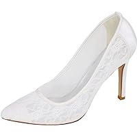 Womens Mesh Wedding Shoes 9.8CM Pointed Toe Pumps Brdesmaid Party Dress Evening PU Heels Closed Toe