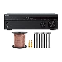 Sony STR-DH790 4K 7.2-Channel Surround Sound Home Theater AV Receiver with Speaker Wire, Banana Plugs (5 Pairs) and Fastening Cable Ties Bundle (3 Items)