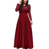 Casual Dresses for Women Long Sleeve Empire Waist Full Length Maxi Dress Tunic Loose Fall Winter Summer Long Dress