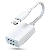 iPhone Headphone Adapter & Splitter, [Apple MFi Certified] 2 in 1 Dual Lightning Headphone Jack Aux Audio Adapter & Charge Jack Cable Splitter Compatible for iPhone 14 13 12 11 Pro Max XS XR X 8 iPad