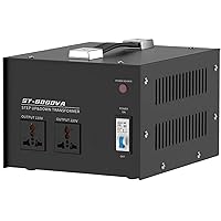 Voltage Converter Step Down Transformer 220V to 110V Universal UK to US Power Converters with UK Standard Plug Circuit Break Protection,Black,8000W