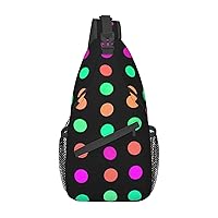 Multicolor Polka Dots Sling Backpack, Multipurpose Travel Hiking Daypack Rope Crossbody Shoulder Bag