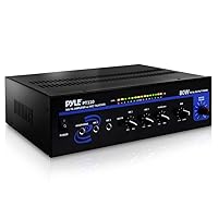 Pyle Home Compact Public Address Mono Amplifier - Professional 50W Mini Home Power Audio Sound PA Speaker Receiver System w/ RCA, Headphone, 2 Microphone Inputs, Independent Volume Control - PT110
