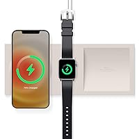 elago MS Charging Tray Duo Compatible with MagSafe Charger and Compatible with Apple Watch Charger - Compatible with iPhone 15/14/13/12 models [Stone] [Charger Not Included]