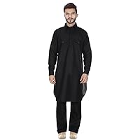 Men's Pathani Suit Ocassional Linen 46 Black