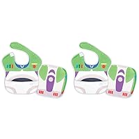 Bumkins Bibs, Disney Toy Story Buzz, Baby Bibs for Girl or Boy, SuperBib with Cape, Baby and Toddler Bib for 6-24 Months, Baby Bib for Eating, Feeding Bib, Waterproof Fabric (Pack of 2)