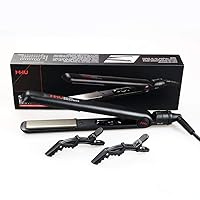 Professional Negative Ion Hair Straightener,Ceramic Flat Iron with 1 inch Titanium Styling Plates,Rotating Adjustable Temperature for All Hair Types,Auto Shut Off,Dual Voltage,Black