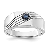 925 Sterling Silver Rhodium Plated Dark Blue Sapphire Signet Mens Ring Jewelry Gifts for Men - Ring Size Options: 10 11 9