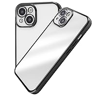 Digital Alchemist iPhone 13 Clear Case Camera Lens Surroundings Protection Shockproof Drop Prevention with Strap Hole Metallic Bumper Black
