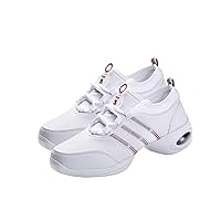 Women's Jazz Shoes Lace-up SneakersMesh Slip Thick Soled Jazz Dance Shoes Cushion Lady Girls Modern Breathable Air Cushion Split Sole Athletic Walking Dance Shoes