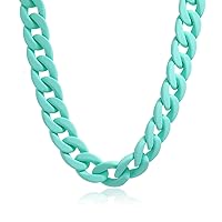 Riuziyi Punk Acrylic Cuban Link Chain Transparent AB Color Plastic Resin Choker Necklace Chunky Hip Hop Statement Neck Collar Jewelry Gift for Women