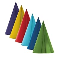 Fun Rainbow Birthday Party Foil Cone Hats , Pack of 12, Multi , 7
