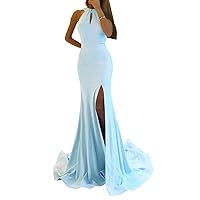 Women's Sexy Mermaid Prom Dress Long Side Split Halter Evening Gowns Party Maxi Dresses