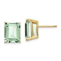 14k Yellow Gold Polished Post Earrings 10x8 Emerald Green Amethyst Earrings Measures 11x8mm Wide Jewelry for Women