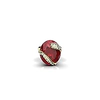 6 Ctw Oval Ruby And Diamond Ring, G-H Diamond Color, 0.70 Diamond Weight, July Birthstone Ruby treatment heated (G.F)