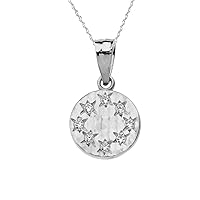 WHITE GOLD HAMMERED DIAMOND ROUND PENDANT NECKLACE - Gold Purity:: 10K, Pendant/Necklace Option: Pendant With 22
