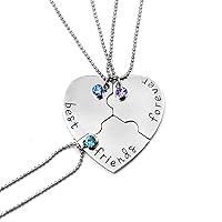 Happyyami Best Friends Necklaces Forever and Ever Crystal Necklace Puzzle Pendant Necklace Set(Set of 3)