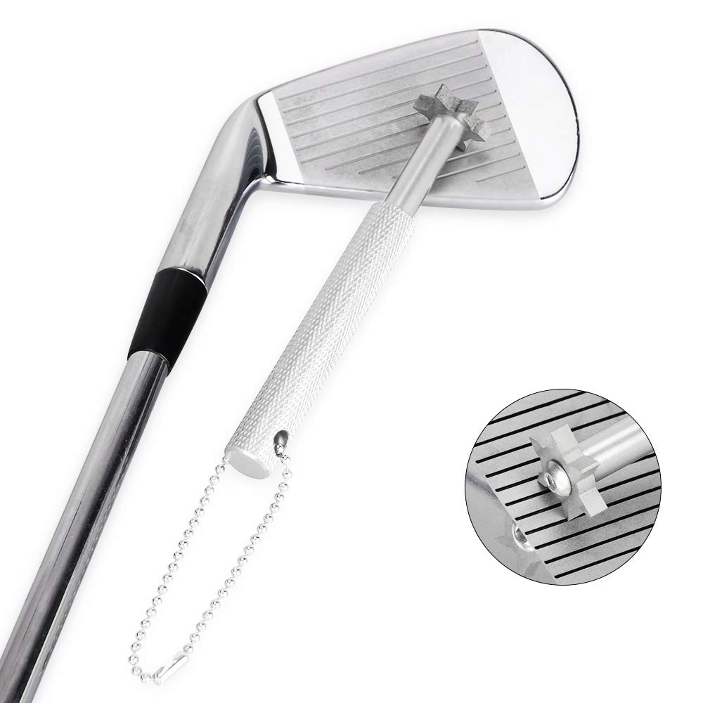 LZFAN Golf Club Groove Sharpener, 6 Sided Sharpening Tool, Golf Club Groove Sharpener with Ball Chain, Re-Grooving Cleaning Tool Accessories, Perfect Tool for All Irons
