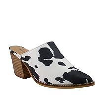 ARIDER ARiderGirl Womens Sissy Stacked Heel Snake and Cow Print Pointed Toe Slip-on Mule
