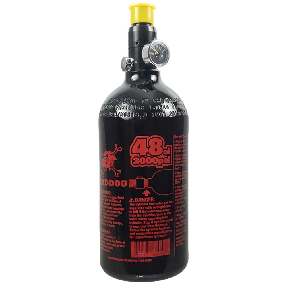 Maddog 48/3000 Aluminum Compressed Air HPA Paintball Tank with Regulator - Fresh Hydro Date
