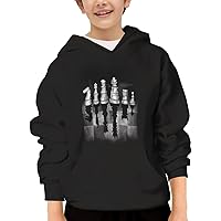 Unisex Youth Hooded Sweatshirt Chess Shadow Cool Cute Kids Hoodies Pullover for Teens