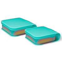 Silipint Silicone Go Go Bowls: 2pk Sandwich Size: Aurora - Unbreakable, Microwavable, Flexible, Sustainable, Attached Lid, Travel