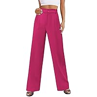 Womens Wide Leg Pants High Waisted Slacks Straight Long Work Business Trousers with Pockets