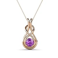 Amethyst 3/8 ct Womens Solitaire Infinity Love Knot Pendant Necklace 14K Rose Gold.Included 16 Inches 14K Rose Gold