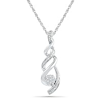DGOLD Sterling Silver White Round Diamond Twisted Fashion Pendant (0.03 cttw)