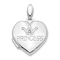 14ct White Gold Engravable Diamond 16mm Princess Locket Pendant Necklace Jewelry for Women