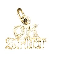 14K Yellow Gold Oh Shit Saying Pendant