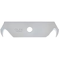 OLFA Hook Safety Knife Blades, 5 Blades (HOB-2/5) - Dual Edge Steel Hook Utility Knife & Safety Cutter Replacement Blades for Construction, Flooring, & Roofing, Fits OLFA SK-4, SK-9, & UTC-1 Knives