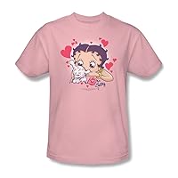 Betty Boop Mens Puppy Love T-Shirt in Pink