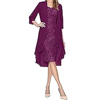 Womens Elegant Lace Long Maxi Dresses Mother of The Bride Dress Formal Gowns Plus Size Two Piece with Jacket