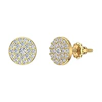 Diamond Earrings Round Brilliant Cluster Studs 1/2 ctw 14K Solid Gold (I,I1)